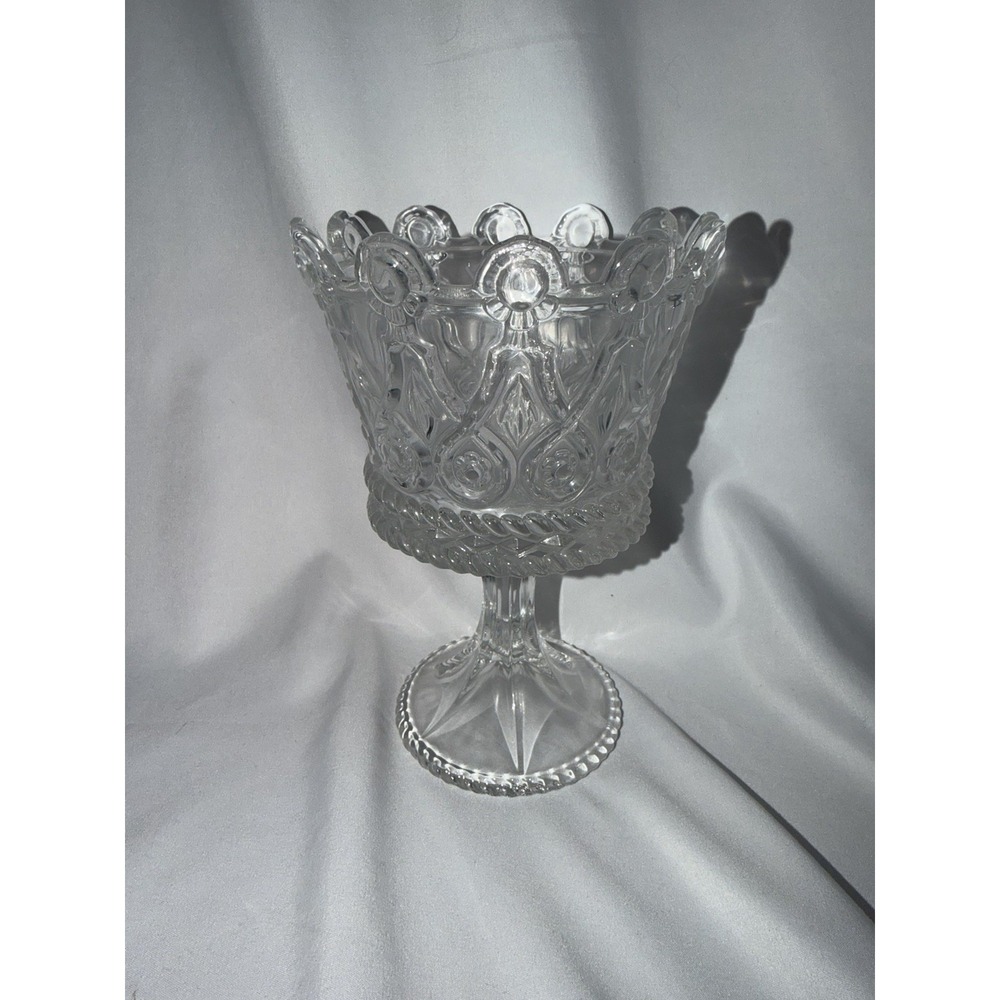 Vintage Forsoria Crown Collection Glass Pedestal Chalice 7.5 in
